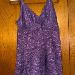 Elegant Purple Lace Babydoll Chemise